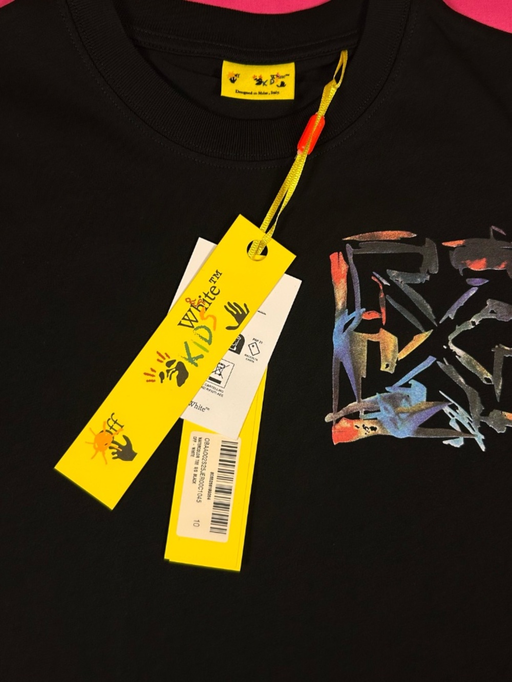 AUTHENTIC KIDS OFF-WHITE SIZE 10 BLACK COTTON T-SHIRT NWT UNISEX EXCELLENT - Picture 4 of 11